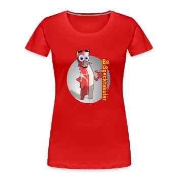 Speck im Spot "Be Specktakulär - Frauen Premium Bio T-Shirt - Rot - Vorne - Mia (176cm)