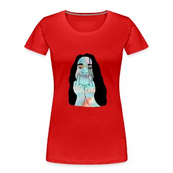 Doigt sourire - T-shirt bio Premium Femme - rouge - Devant - Mia (176cm)