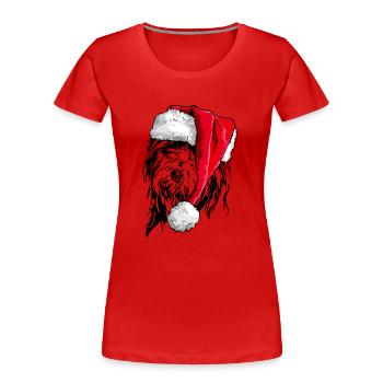 Santa BEARDED COLLIE Weihnachten Hunde Wilsigns - Frauen Premium Bio T-Shirt - Rot - Vorne - Mia (176cm)