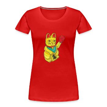 CHAT BOXEUR - T-shirt bio Premium Femme - rouge - Devant - Mia (176cm)