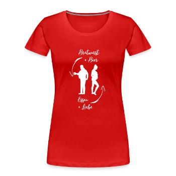 Bierbauch und Schwangerschaftsbauch - Dicker Bauch - Frauen Premium Bio T-Shirt - Rot - Vorne - Mia (176cm)