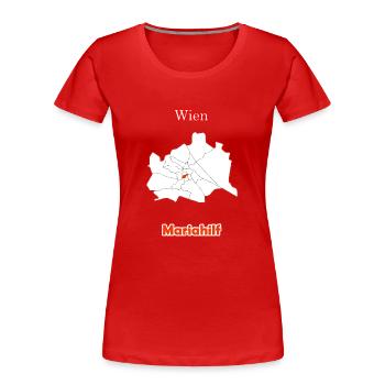 Bezirke Mariahilf Karte mit Wien Stadtkarte - Frauen Premium Bio T-Shirt - Rot - Vorne - Mia (176cm)