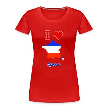 Map of France flag with the city of Ajaccio - Women's Premium Organic T-Shirt - red - Front - Mia (176cm)
