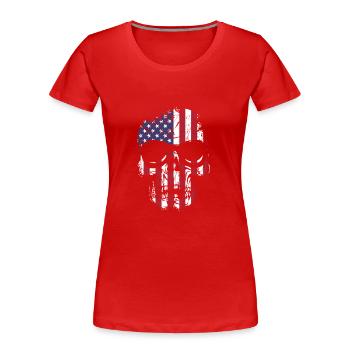 US Flag Skull with Sunglasses - Women's Premium Organic T-Shirt - red - Front - Mia (176cm)