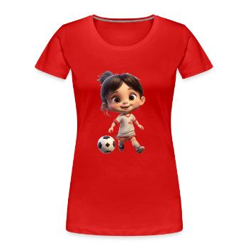 Female Footballer Girl - Women's Premium Organic T-Shirt - red - Front - Mia (176cm)