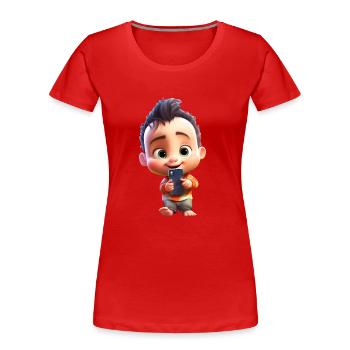 Smartphone Boy - Women's Premium Organic T-Shirt - red - Front - Mia (176cm)