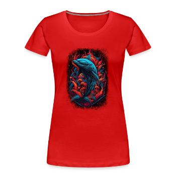 children background fun bday happy fish boat - Women's Premium Organic T-Shirt - red - Front - Mia (176cm)