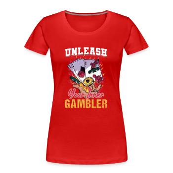 Gambling Glückspiel Kasino Vintage Gambler Sprüche - Frauen Premium Bio T-Shirt - Rot - Vorne - Mia (176cm)