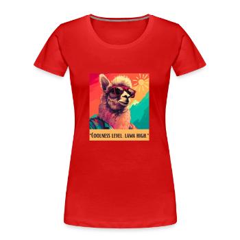 Coolness level lama high - Frauen Premium Bio T-Shirt - Rot - Vorne - Mia (176cm)