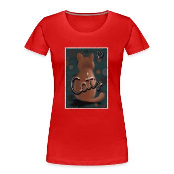 Catlover - T-shirt bio Premium Femme - rouge - Devant - Mia (176cm)