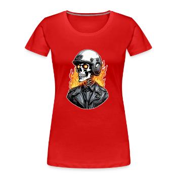 Totenkopf - Skelett - Totenkopf - Motorradhelm - Frauen Premium Bio T-Shirt - Rot - Vorne - Mia (176cm)