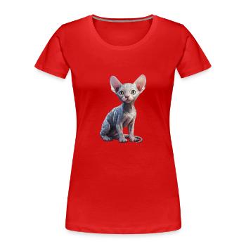 Chat porcelaine sphynx - T-shirt bio Premium Femme - rouge - Devant - Mia (176cm)