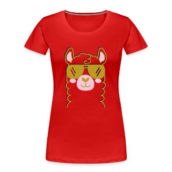 Lama Alpaka - Frauen Premium Bio T-Shirt - Rot - Vorne - Mia (176cm)