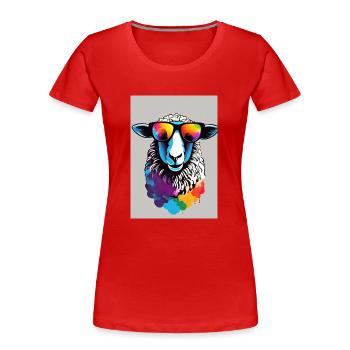 Mouton avec lunettes de soleil - T-shirt bio Premium Femme - rouge - Devant - Mia (176cm)