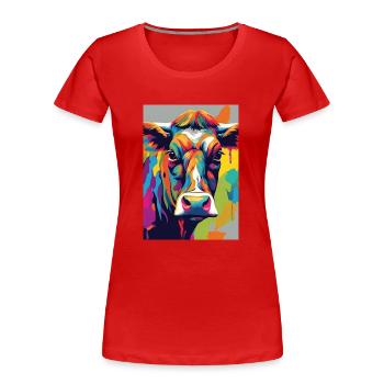 Crâne de vache coloré - T-shirt bio Premium Femme - rouge - Devant - Mia (176cm)