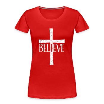 Glaube Kreuz Jesus Christus Glaube Christian Liebhaber - Frauen Premium Bio T-Shirt - Rot - Vorne - Mia (176cm)