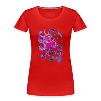 "Krake32" by Acryl Galerie & Design - Frauen Premium Bio T-Shirt - Rot - Vorne - Mia (176cm)