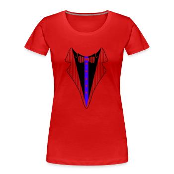 Chemise de smoking - T-shirt bio Premium Femme - rouge - Devant - Mia (176cm)
