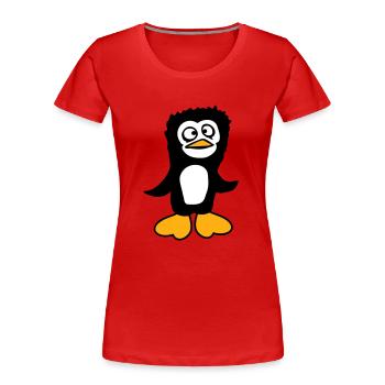 Le pingouin a l’air confus, stupide, drôle, grimace - T-shirt bio Premium Femme - rouge - Devant - Mia (176cm)