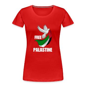 Free Palestine Design – Déclaration pour la paix - T-shirt bio Premium Femme - rouge - Devant - Mia (176cm)