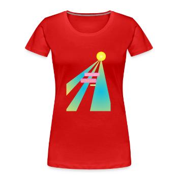 Bleiben Sie NICHT in der Vergangenheit hängen. - Frauen Premium Bio T-Shirt - Rot - Vorne - Mia (176cm)