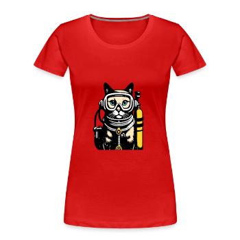 Plongée Cat Diver - T-shirt bio Premium Femme - rouge - Devant - Mia (176cm)