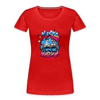 Moral vif - Alpagas en mode détente 2 - T-shirt bio Premium Femme - rouge - Devant - Mia (176cm)