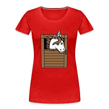 Licorne Cheval Cheval Écurie Poney Cheval Peeps Mignon - T-shirt bio Premium Femme - rouge - Devant - Mia (176cm)