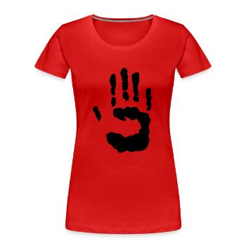 trace de main - T-shirt bio Premium Femme - rouge - Devant - Mia (176cm)