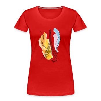 Eiffelturm Zeichnung - Frauen Premium Bio T-Shirt - Rot - Vorne - Mia (176cm)