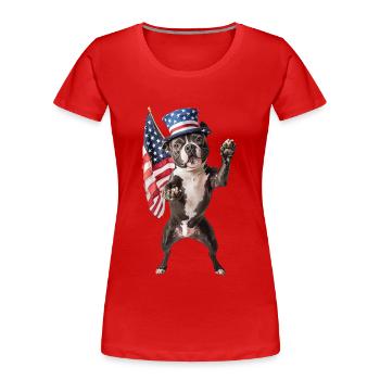 Staffordshire Bullterrier - Frauen Premium Bio T-Shirt - Rot - Vorne - Mia (176cm)