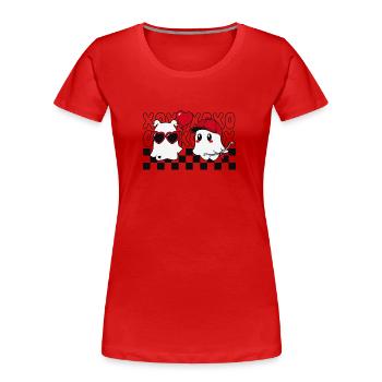 Valentinstag Amor Geister Herz Liebe verliebt - Frauen Premium Bio T-Shirt - Rot - Vorne - Mia (176cm)