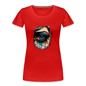 Psychedelisches Auge mit bunten Airbrush Details - Frauen Premium Bio T-Shirt - Rot - Vorne - Mia (176cm)
