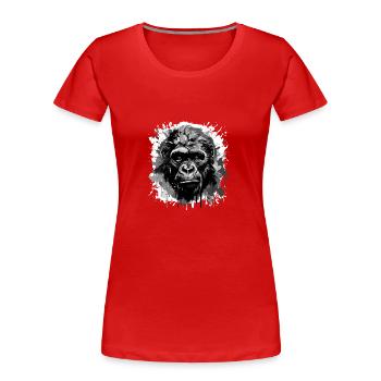 Gorilla Head Portrait Animal - Women's Premium Organic T-Shirt - red - Front - Mia (176cm)