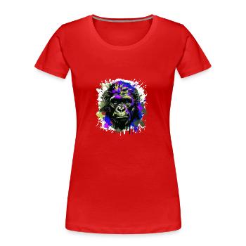 Gorilla Head Portrait Colorful - Women's Premium Organic T-Shirt - red - Front - Mia (176cm)