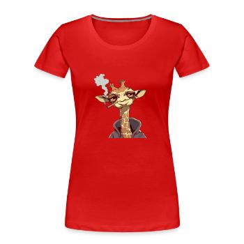 Giraffe Raucher Smoke Joint - Frauen Premium Bio T-Shirt - Rot - Vorne - Mia (176cm)