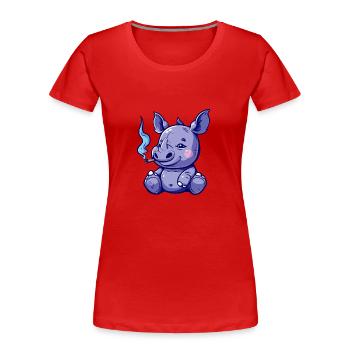 Nashorn Raucher Smoke Joint - Frauen Premium Bio T-Shirt - Rot - Vorne - Mia (176cm)