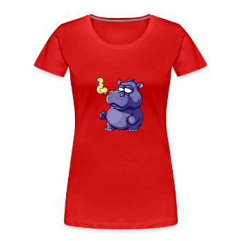 Nilpferd Raucher Smoke Joint - Frauen Premium Bio T-Shirt - Rot - Vorne - Mia (176cm)