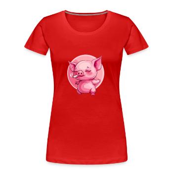 Schwein CRaucher Smoke Joint - Frauen Premium Bio T-Shirt - Rot - Vorne - Mia (176cm)