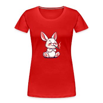 Hase Raucher Smoke Joint - Frauen Premium Bio T-Shirt - Rot - Vorne - Mia (176cm)