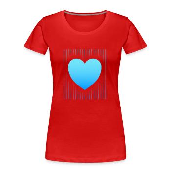 coeur bleu lignes bleues - T-shirt bio Premium Femme - rouge - Devant - Mia (176cm)