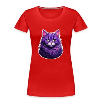 Katze modernes Design lila - Frauen Premium Bio T-Shirt - Rot - Vorne - Mia (176cm)