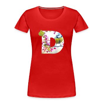 frühling vogel schmetterling d - Frauen Premium Bio T-Shirt - Rot - Vorne - Mia (176cm)