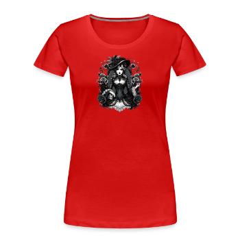 Viktorianische Schönheit: Eleganz in Schwarz-Weiß - Frauen Premium Bio T-Shirt - Rot - Vorne - Mia (176cm)