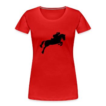 Springreiten - Frauen Premium Bio T-Shirt - Rot - Vorne - Mia (176cm)