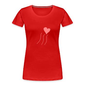 linien linie herz form liebe rosa symbol - Frauen Premium Bio T-Shirt - Rot - Vorne - Mia (176cm)