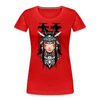 Indischer Samurai Japaner Mann - Frauen Premium Bio T-Shirt - Rot - Vorne - Mia (176cm)