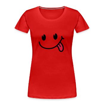 Smiley - Frauen Premium Bio T-Shirt - Rot - Vorne - Mia (176cm)