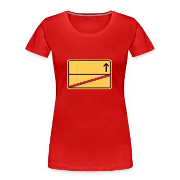 Ortsschild end - Arrow blank - Women's Premium Organic T-Shirt - red - Front - Mia (176cm)