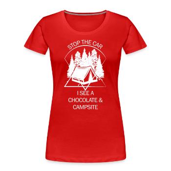 Tent Camping Camper Scout Bivouac - Women's Premium Organic T-Shirt - red - Front - Mia (176cm)